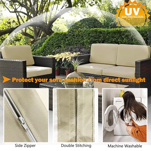 Sqodok Patio Cushion Covers 18x18 Waterproof Outdoor Cushion Covers Replacement 2Pack Patio Cushion Seat Slicovers with Ti...