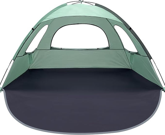 WhiteFang Beach Tent Anti-UV Portable Sun Shade Shelter for 3/4/6/8 Person, Extendable Floor with 3 Ventilating Mesh Windo...