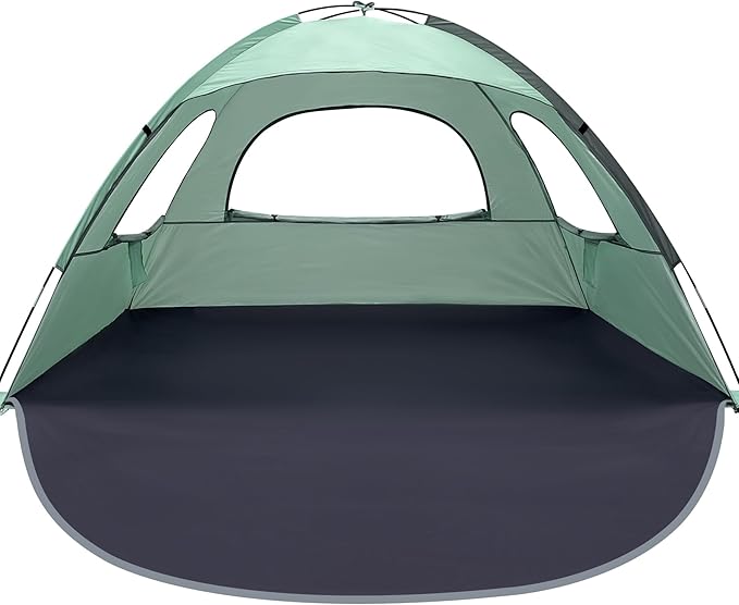 WhiteFang Beach Tent Anti-UV Portable Sun Shade Shelter for 3/4/6/8 Person, Extendable Floor with 3 Ventilating Mesh Windo...