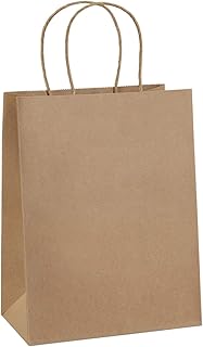 BagDream Gift Bags 8x4.25x10.5 100Pcs Brown Paper Gift Bags with Handles Bulk for Wedding, Party Favor, Grocery, Shopping,...