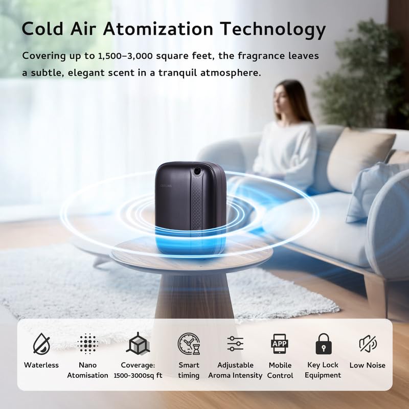 Hotel Waterless Essential Oil Diffuser – Include Top6 Scent Oil - 400ml/2000 Sq Ft - Aromatherapy Scent Diffuser Machine, ...