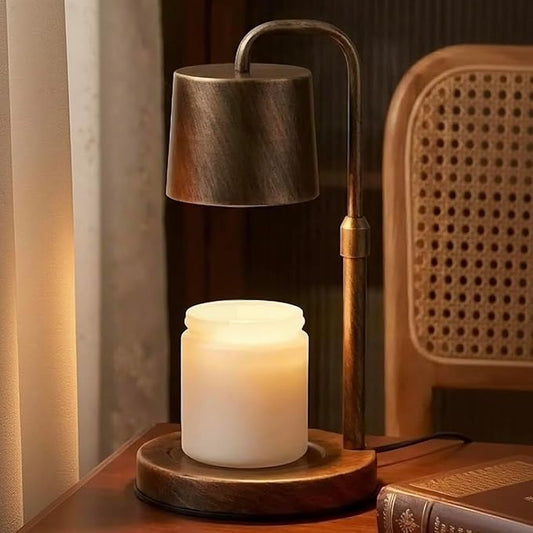 Vintage Industrial Candle Warmer Lamp for Home Decor - Height Adjustable with 2-6H Timer & Dimmer, Dimmable Wax Melt Warme...