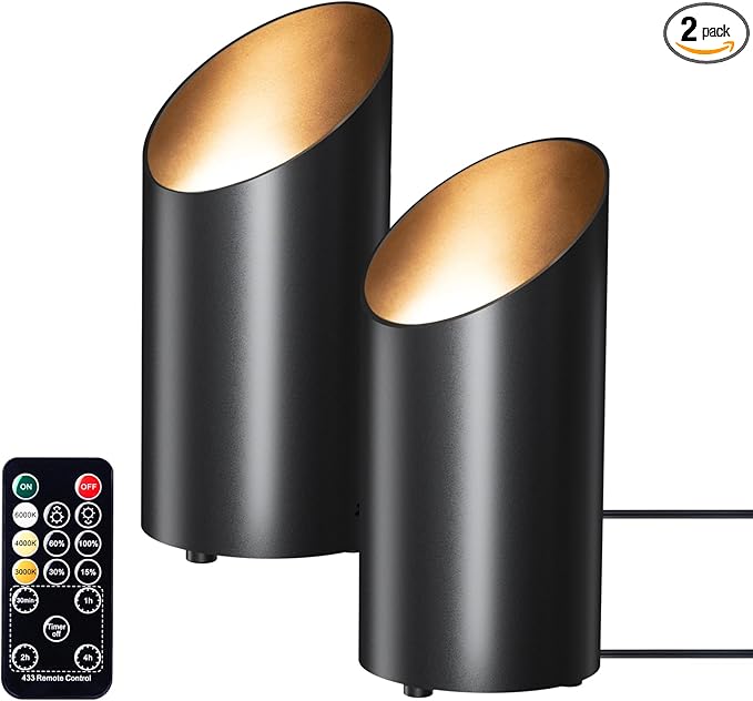 Brightown 2 Pack Uplights Indoor Floor Can Lights - 6000K LED Up Lights with Remote and Timer, 3 Color Temperatures and Di...