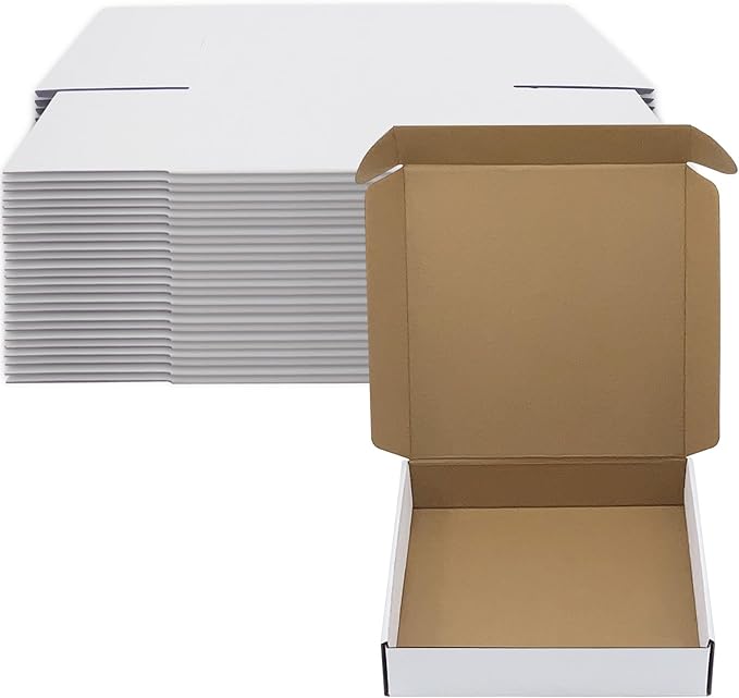 10 x 10 x 2 inch Shipping Boxes Set of 25， White Corrugated Cardboard Box Mailer Boxes for Packaging Small Business Shippi...