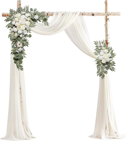 BASIMAN Arch Flowers with Drapes Kit (Pack of 3) for Wedding Ceremony Arbor and Reception Backdrop Decoration Wedding Welc...