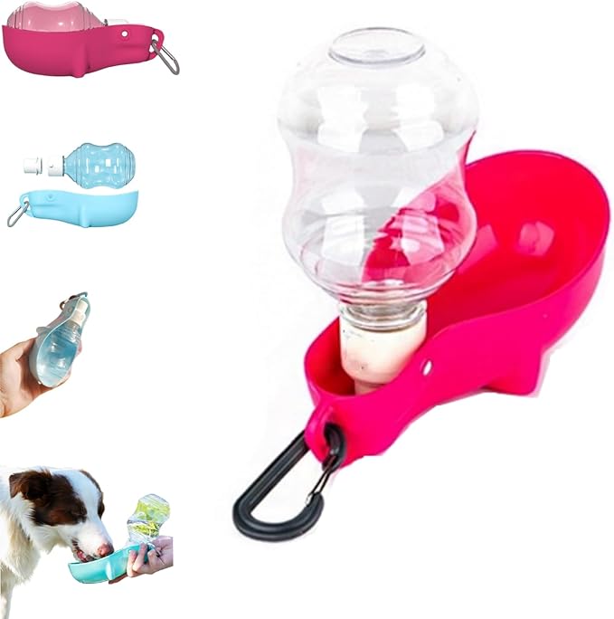 Foldable Pet Water Bottle for Travel, 2 in 1 Portable Dog Water Bottle, Travel Dog Bowls with Food Container, Leak-Proof &...