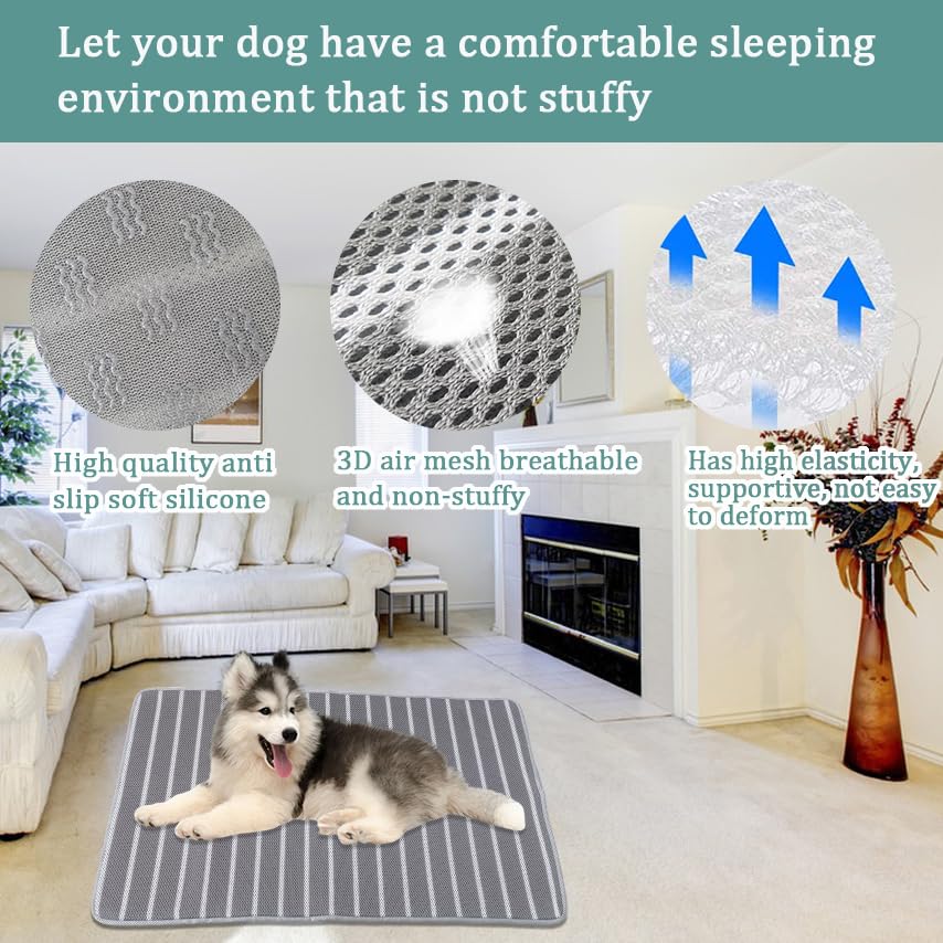 REEZEIVI Breathable Dog Crate mat with Anti-Slip Bottom,3D air mesh Pet Crate pad,Non-stuffy Dog Sleeping Bed,pet mat, Mac...