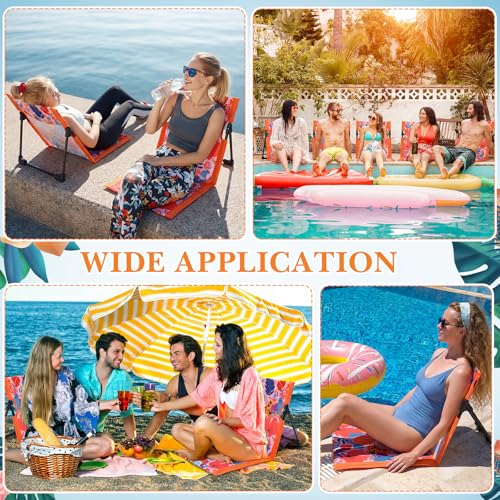 AceOrbit 4 Pack Foldable Poolside Chairs Portable Beach Flip Chairs Pool Seat for Edge of Pool Side with Bag Support Light...