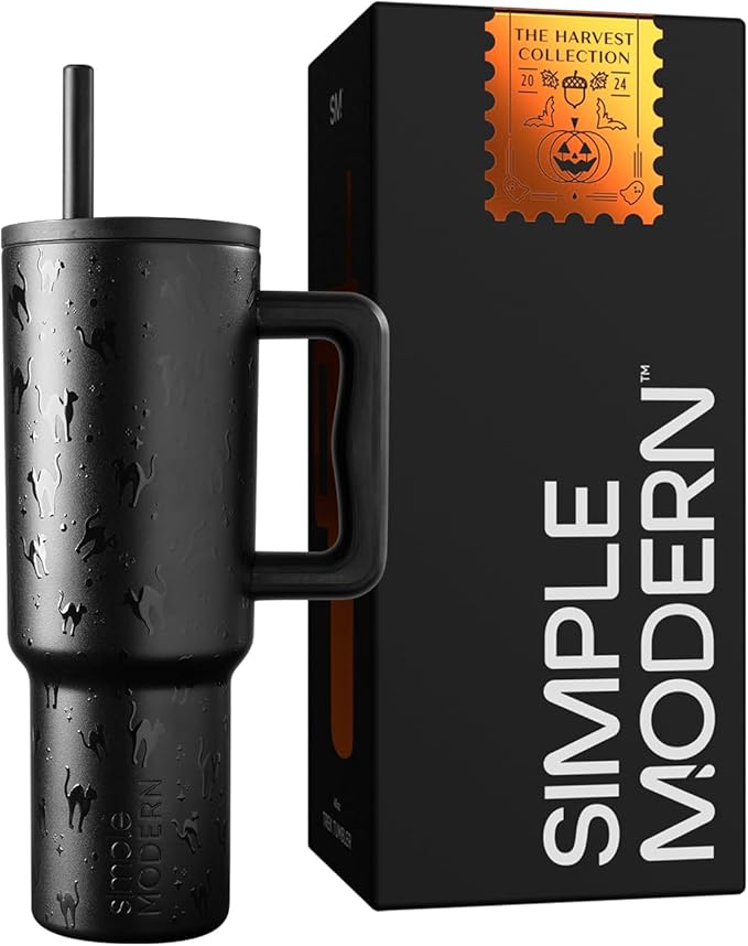 Simple Modern Halloween 40 oz Tumbler with Handle and Straw Lid | Leak-Proof Insulated Stainless Steel Water Bottle Travel...