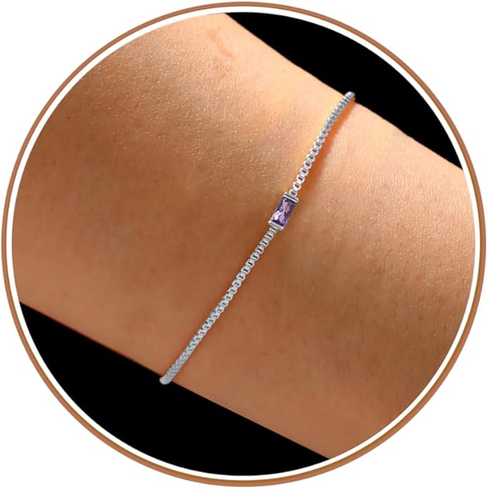 JSJOY Mothers Day Gifts Birthstone Bracelets for Women Gold Dainty Link Bracelet Birthstone Jewelry Birthday Gifts for Her...