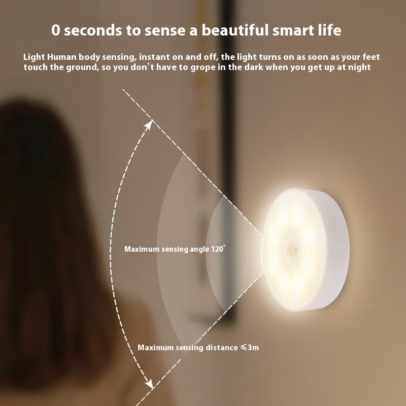 LED Intelligent Human Body Induction Round Charging Magnetic Suction Small Night Lamp