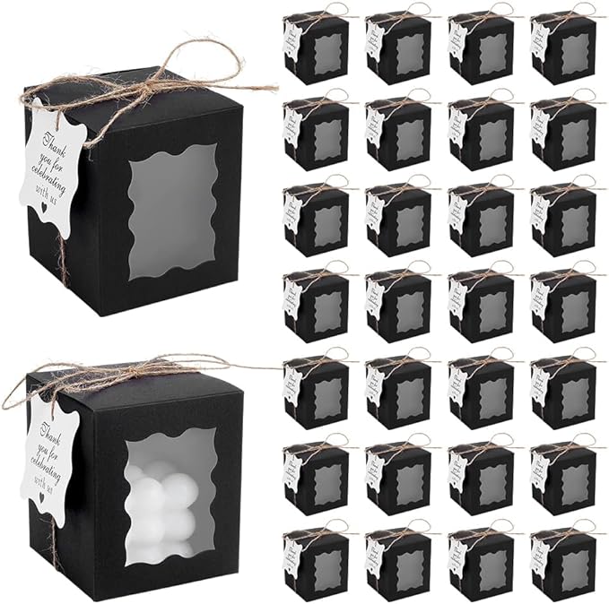PH PandaHall 50 Sets Candles Gift Box, Clear Visible Kraft Paper Box 3.3x3.3x3.9 inch Candles Packaging Storage Box for 10...