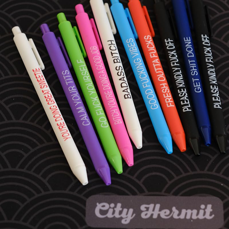Cityhermit 11Pcs Funny Adult Ballpoint Pen Set, Premium Days of The Week Swear Cuss Word Pens for Office Gifts, Novelty Pe...