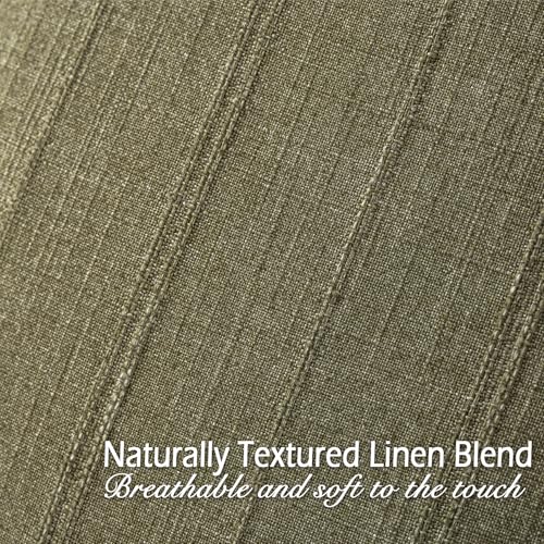 SINYASAN Soft Linen Striped Throw Pillow Covers 18"x18" Set of 2, Olive Green Textured Decorative Pillow Cases for Sofa Be...
