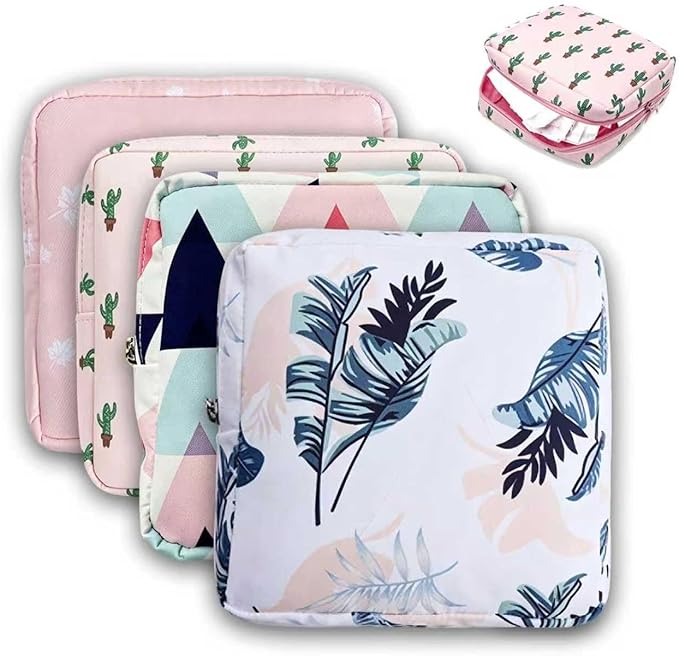 HXLJHALG 4Pcs Sanitary Napkin Storage Bag, Portable Period Pouch Feminine Pads Tampon Organizer Pouch Pad Holder Bag Small...
