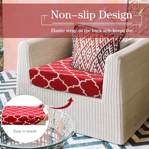Newwiee 4 Pcs Waterproof Outdoor Cushion Covers for Patio Furniture Stretch Outdoor Couch Cushion Covers Replacement Moroc...