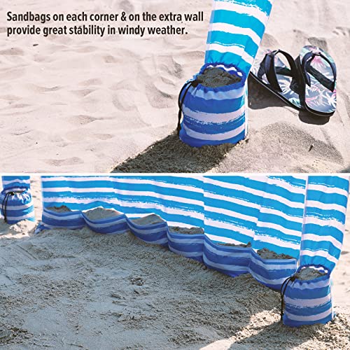 Qipi Beach Cabanas for Sand, Beach Canopy with Sandbags & Side Wall for Family, Easy Set Up Sun Shelter, UPF 50+ UV Protec...