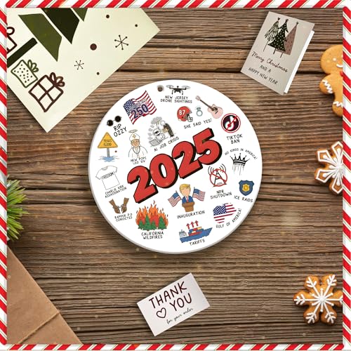 2025 Year in Review Christmas Ornament – Double-Sided Acrylic Dated Ornament, Trending 2025 Keepsake Gift, Funny Hot Topic...