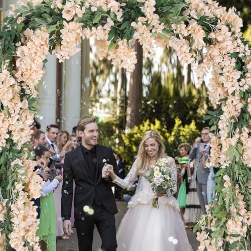 Duovlo 4Pcs 6.6Ft/Piece Imitation Silk Wisteria Garland Hanging Flower Vine for Home Outdoor Garden Ceremony Wedding Arch ...