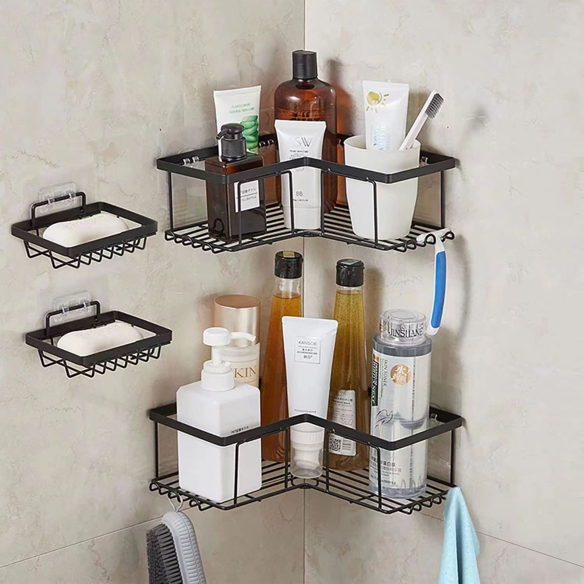 Punch-free Wrought-iron Shelf Bathroom Wall-mounted Storage Rack