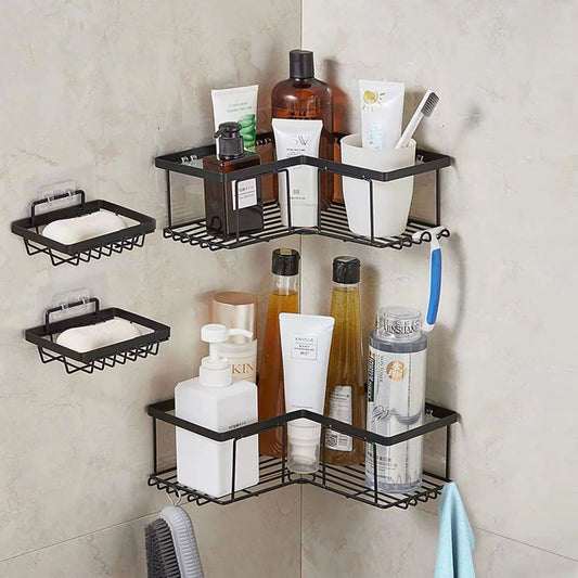 Punch-free Wrought-iron Shelf Bathroom Wall-mounted Storage Rack
