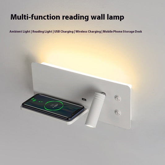 Bedside Wall Lamp Bedroom Modern Minimalist USB Mobile Phone Wireless Charging
