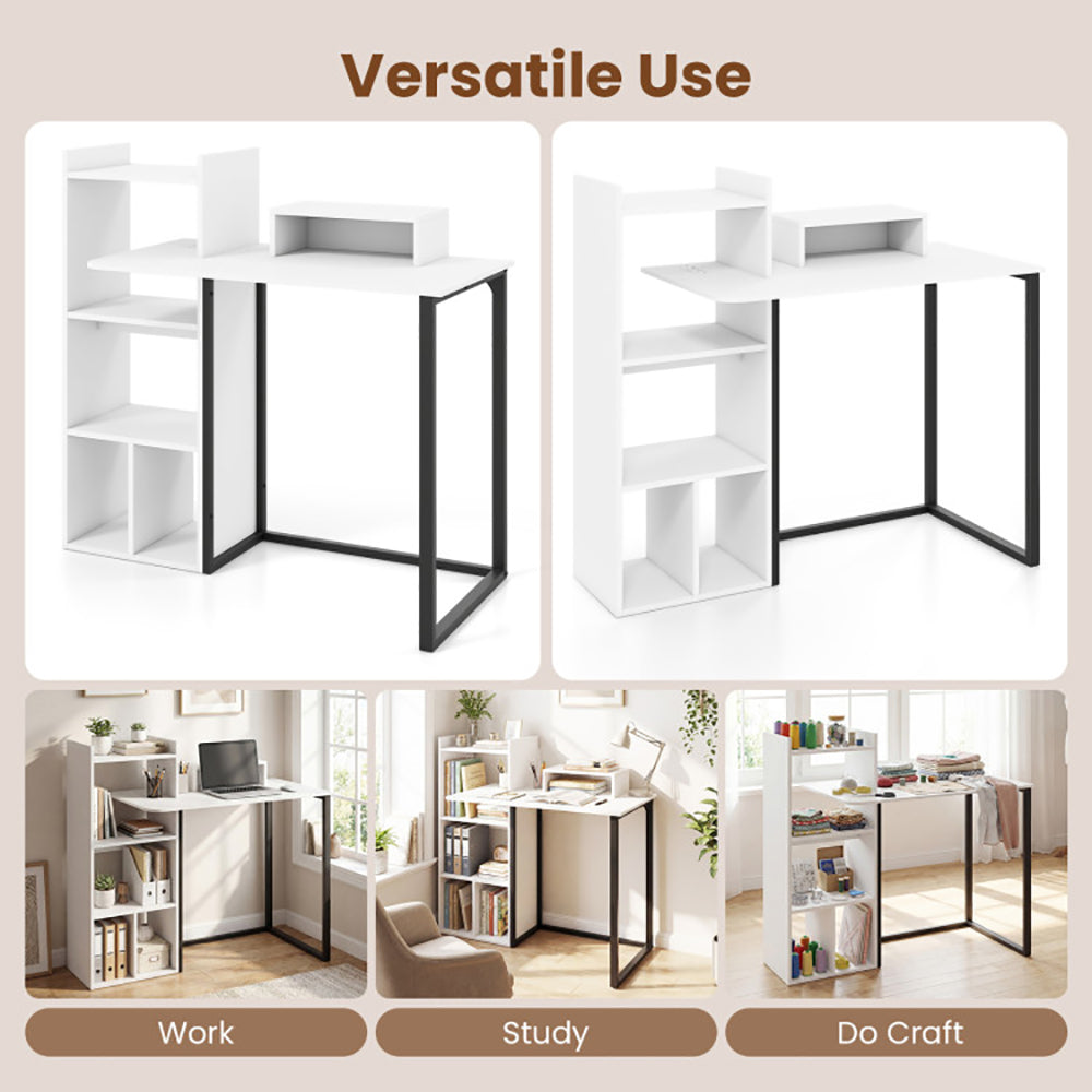Computer Desk With Charging Station And Ergonomic Monitor Stand With Non-slip Foot Pads For Living Room, Bedroom, Study And Office