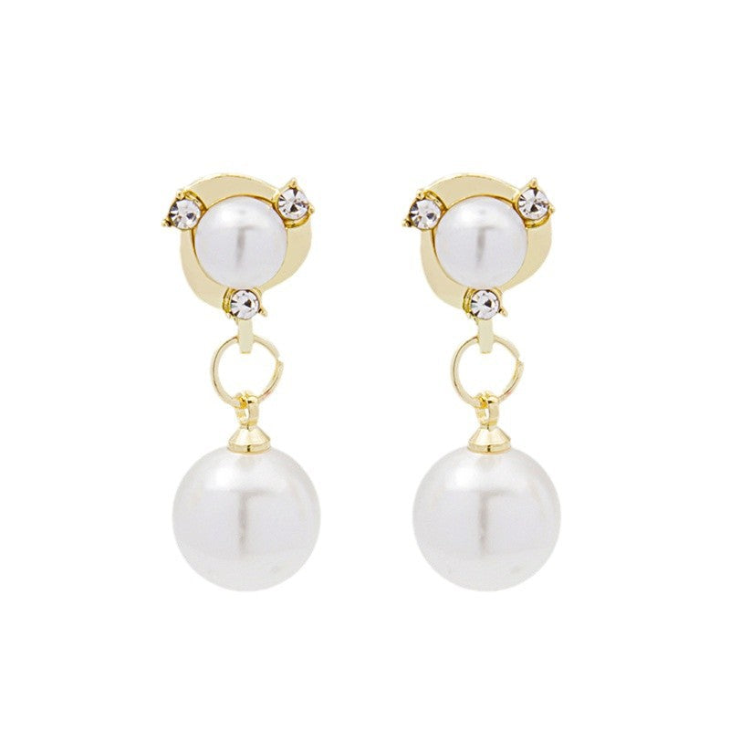 Korean-style Elegant Minimalist Ear Cuff For Women No Piercing Required Exquisite Diamond-Encrusted Pearl Earrings