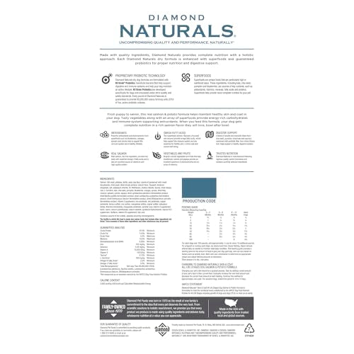 Diamond Naturals Skin & Coat Real Salmon and Potato Recipe Dry Dog Food with Protein, Superfoods, Probiotics and Essential...