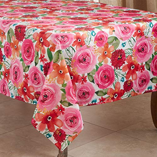 SARO LIFESTYLE Santa Monica Floral Tablecloth, Multi, 65"x104"