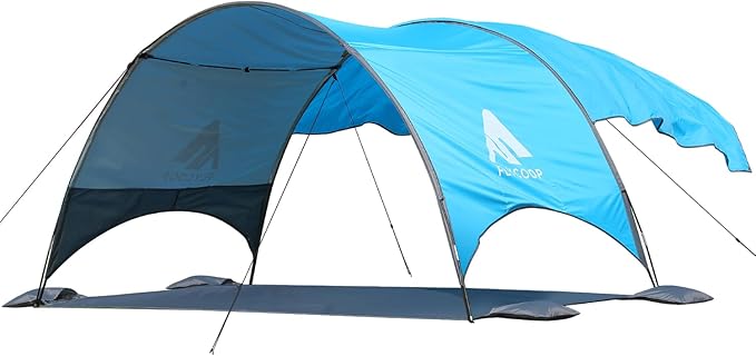 Flycoop 2026 Beach Tent with Floating Shade Sail – Portable & Ventilated Beach Umbrella Canopy with 360° Airflow, Dual Sid...