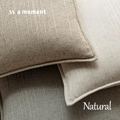 a moment Linen Pillow Covers Set of 2,Boho Farmhouse Throw Pillowcases Neutral Textured Decorative Covers for Couch Sofa B...