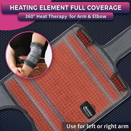 CREATRILL Elbow Heating Pad for Cubital Tunnel and Tennis Elbow Relief, Heated Elbow Brace Arm Heating Pad Sleeve for Ulna...