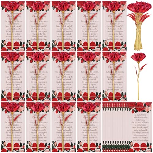 Thiccywoov 50 Sets Mother's Day Flower Gifts Mother's Day Christian Gifts for Women Faith Galaxy Rose Crystal Flower and C...