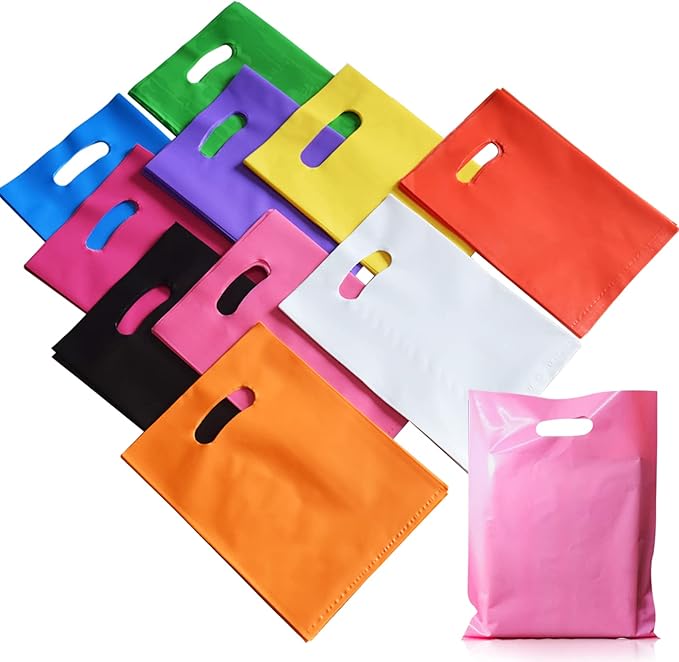 VieFantaisie Plastic Party Favor Small Gift Bags, 100 PCS 6" x 8" Goodie Bags for Kids, Candy Treat Pouches Bulk with Hand...