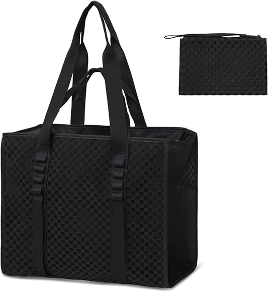 MOMINSIDE Beach Bags for Women Mesh Beach Bag - Large Beach Tote Bag with Zipper, 2 Insulated Pocket, Hat & Towel Clips, F...