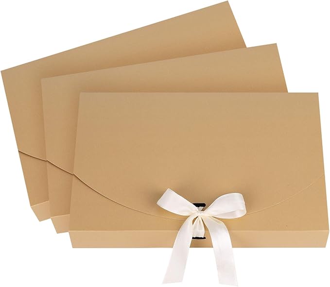 10Pcs Gift Boxes with Ribbon Bowknot Kraft Paper Gift Bag Envelope Wrapping Box Scarf Lingerie Necklace Shirt Gift Packagi...