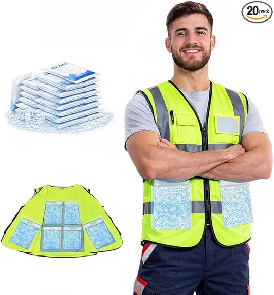 PANGTIKU Ice Cooling Vest for Men Women - Cool Vest with 20 Gel Ice packs Reflective Vest for Hot Weather Work Sport, X-La...