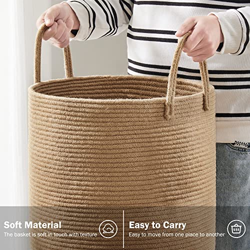 Jute Rope Laundry Hamper Basket by YOUDENOVA, 58L Tall Laundry Basket, Baby Nursery Hamper for Blanket Storage for Bedroo...