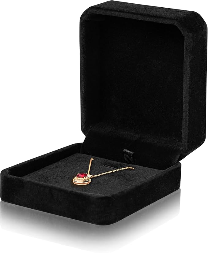 Lamoutor 1Pcs Velvet Necklace Pendant Gift Box Jewelry Gift Box (Black)