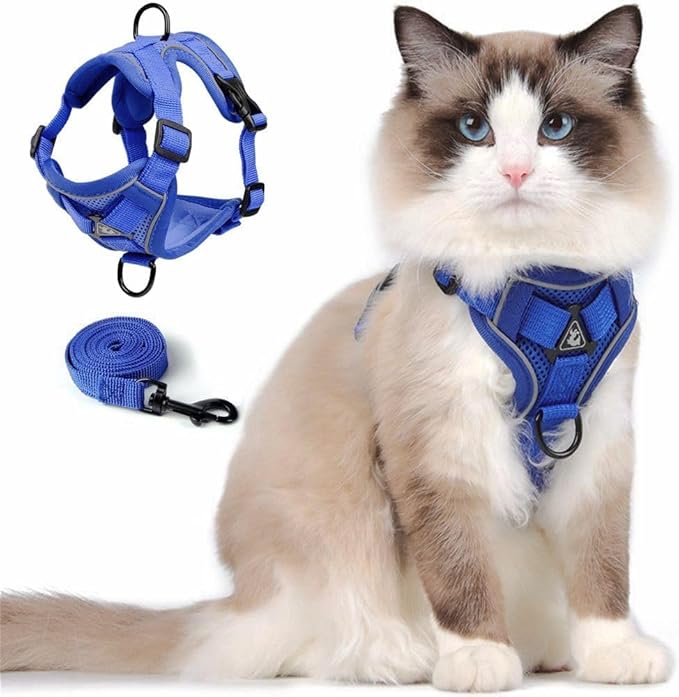Skmeditec Cat Harness and Leash Set: Upgraded Escape Proof Vest with Lead for Large Cat Small Dog Puppy Walking, Soft Jack...