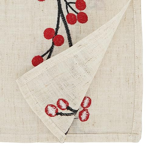 Holiday Cheer Embroidered Berry Table Runner