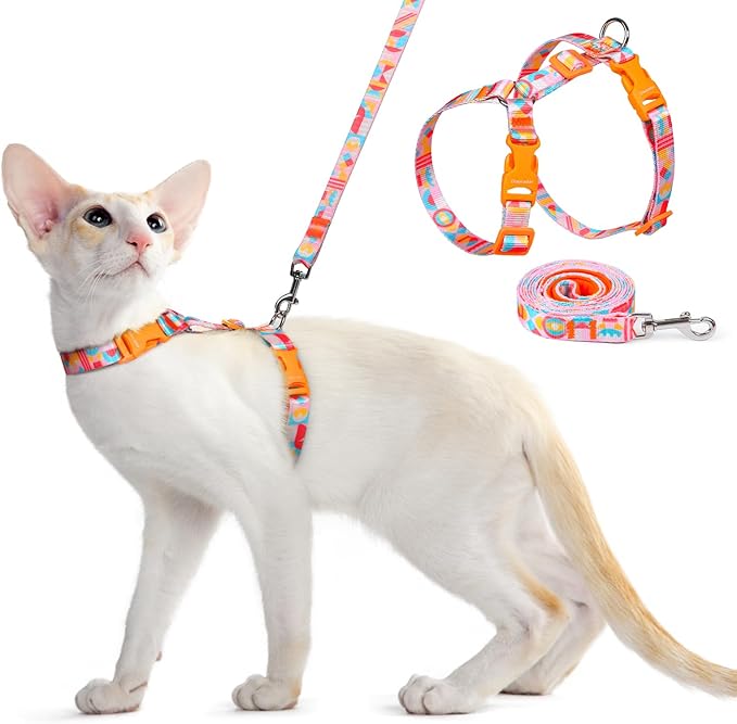 Dooradar Cat Harness and Leash, Escape Proof Adjustable Kitten Vest, Lightweight Soft Pet Straps, Easy Wearing for Small M...