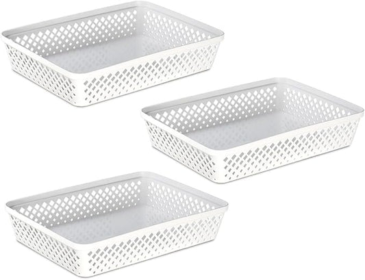 Glad Plastic Storage Basket Set - Multipurpose Drawer Trays, Kitchen Pantry Containers, and Bathroom Bins - 3 Pack Large O...