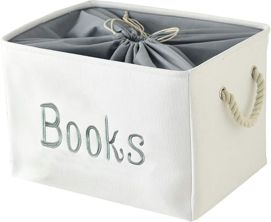 INough Book Basket for Kids Room, Book Storage Basket Book Organizer for Nursery Room Classroom Library Book Storage Box C...