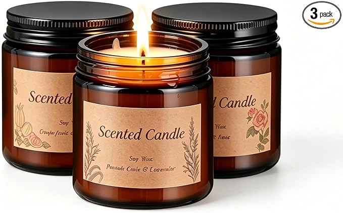 VOTTOUCC Scented Candles Gift Set - Wellness Gifts for Mom - Natural Soy Wax Aromatherapy Candle Trio for Stress Relief, M...