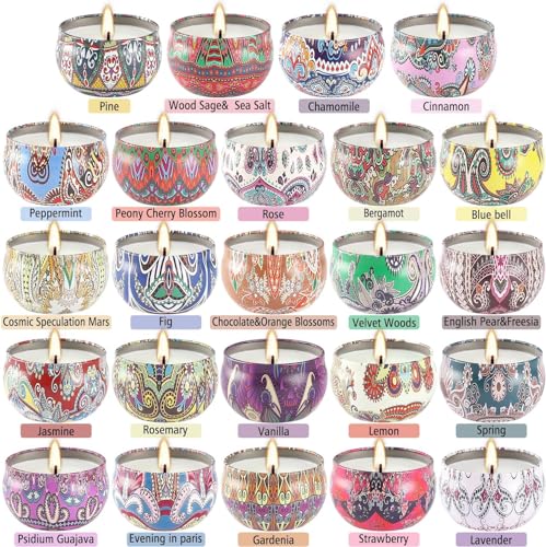 Howemon 24 Pack Scented Candles Set for Home, Relaxing Stress Relief, Aromatherapy - Natural Soy Wax and Fragrance - Gifts...