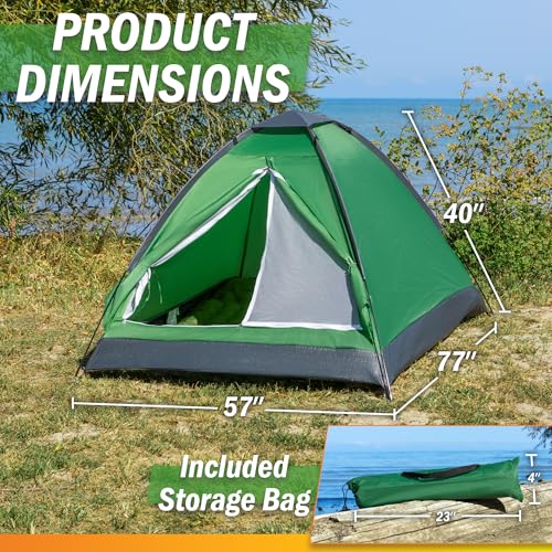 2 Person Camping Tent with Rain Fly and Carrying Bag – Lightweight Outdoor Pop Up Tents for Camping Essentials, Music Fest...