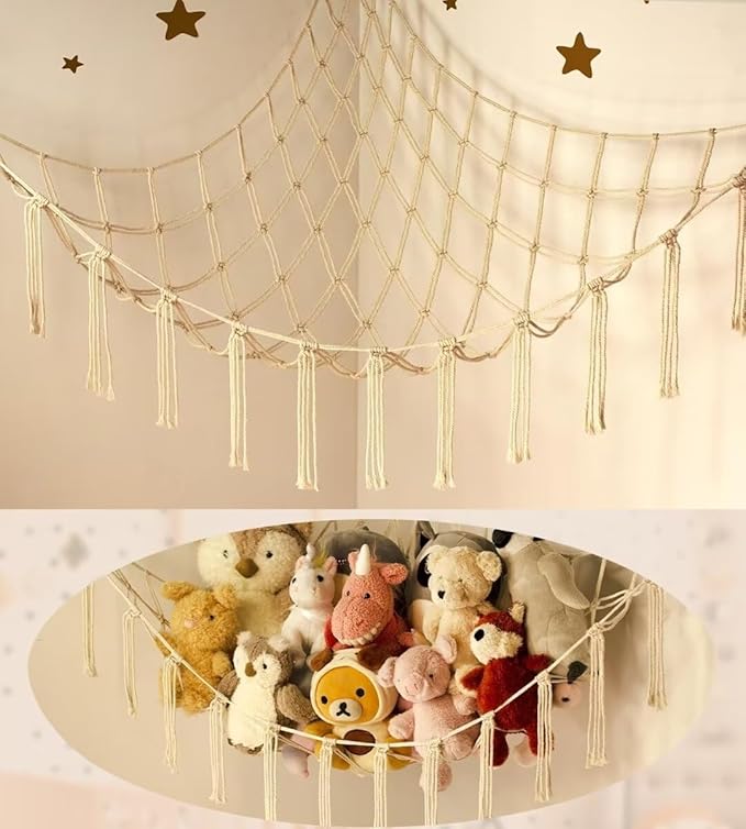 Stuffed Animal Storage Hammock or Net Corner - Large Toy Hammock Net for Stuffed Animals Room Decor - Cute Stuff Animal Or...