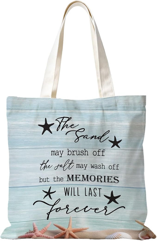 YRDBGHZDF Rustic Coastal Beach Tote Bag, Beach Lover Gifts Canvas Tote Bags for Women, Ocean Themed Gifts, the Sand May Br...